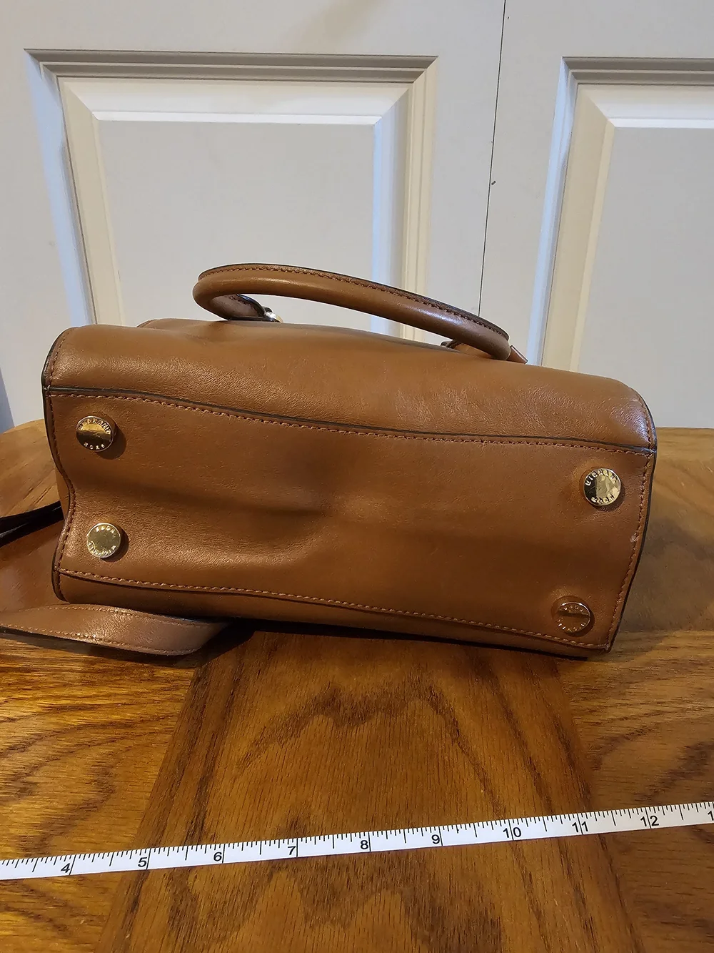 Michael Kors Cognac Leather Satchel with Gold-Tone Lock